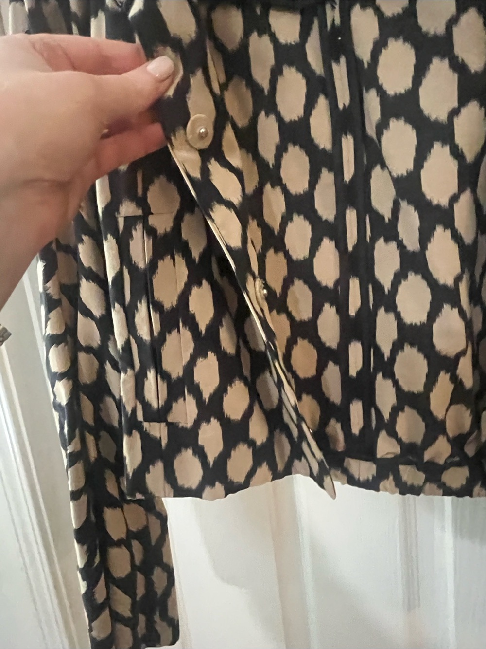 DKNY Cropped Black and Cream Polka-Link Jacket - Picture 3 of 4